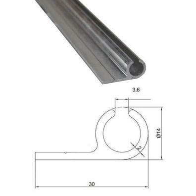 6€/ m) Kederschiene 2,30m Aluminium eloxiert 14x30mm Zeltkeder 7,5-8,5mm 90°