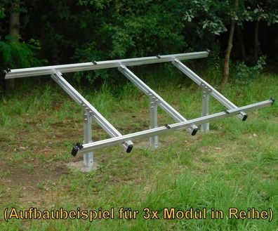 Freilandanlage Bodenstruktur Photovoltaik für 2-10x Module vertikal in Reihe verlegt