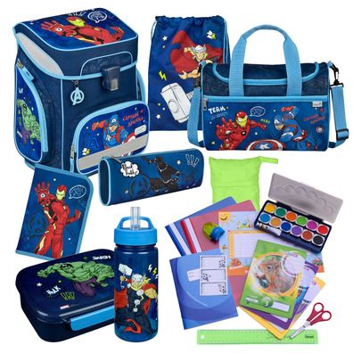 Scooli Schulranzen Avengers 21 Teile-Set mit Sporttasche, Trinkflasche, Brotdose uvm