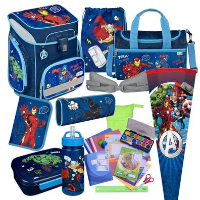 Scooli Schulranzen Avengers 23 Teile-Set mit Brotdose Sporttasche Schultüte und mehr