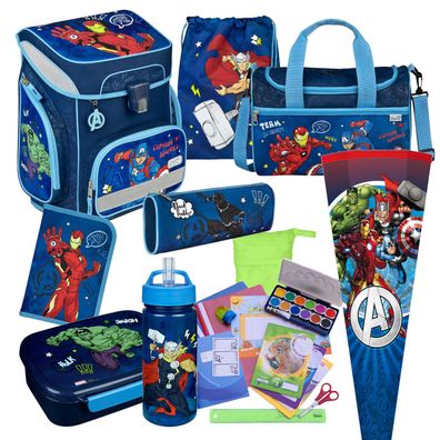 Scooli Schulranzen Avengers 22 Teile-Set mit Trinkflasche, Sporttasche, Schultüte uvm