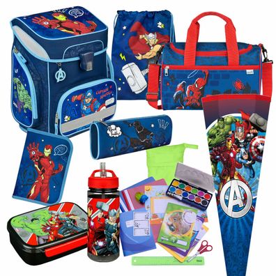 Schulranzen Scooli Avengers 22 Teile-Set mit Trinkflasche Sporttasche Schultüte uvm