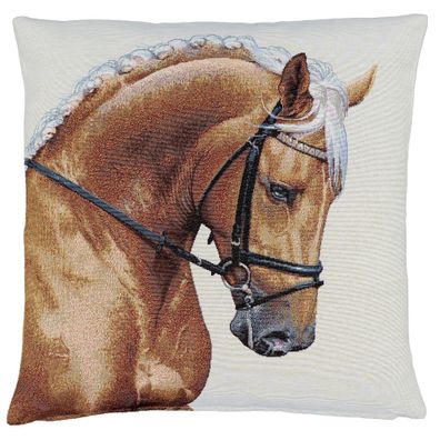 Kissenbezug Pferd 45x45 Gobelin Dekokissen Kissenhülle Kissen Beige Sandner Haflinger