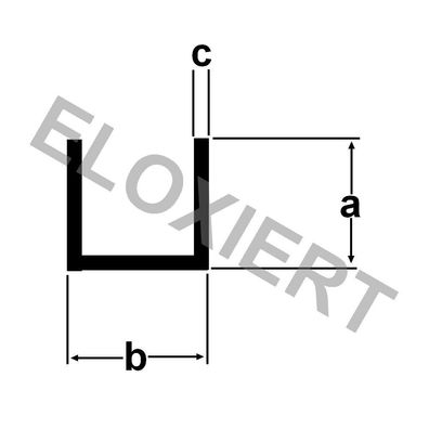 3,70€/ m) Alu U-Profil 12x12x12x2mm - Eloxiert - Aluprofil Aluminium 2 Meter