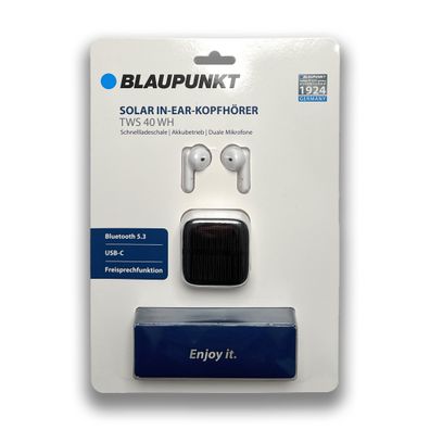 Blaupunkt TWS 40WH Solar In-Ear Kopfhörer weiß Schnellladeschale Bluetooth USB-C