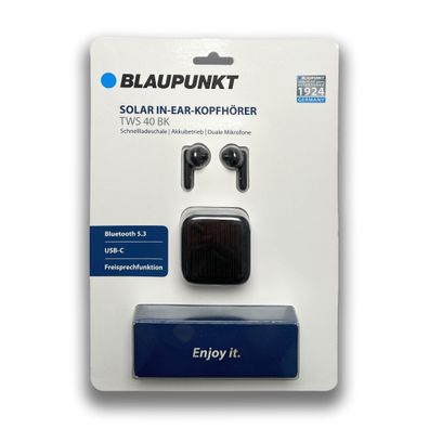 Blaupunkt TWS 40 BK Solar In-Ear Kopfhörer Schnellladeschale Bluetooth USB-C NEU