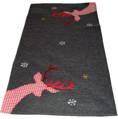 Tischläufer Weihnachten 40x85 Tischdecke Hirsch Rot Kariert Decke Weihnachtsdecke