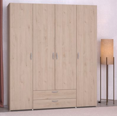 Daily 11 Parisot Eleganter Kleiderschrank 4-türig Holzoptik 160x185x51cm