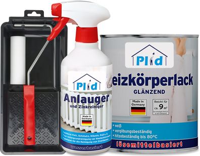 plid® Heizkörperlack Glänzend Weiß + Anlauger & Lackierset / Thermolack 80°