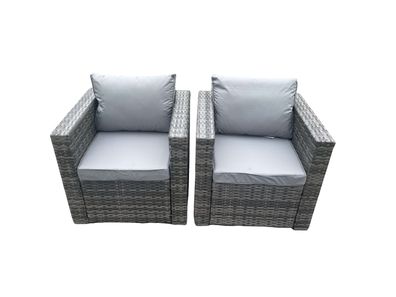 Fimous 2 Stéck Polyrattan Stuhl Sofa Gartenmöbel im Freien Einzelner Sessel