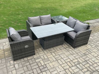 Fimous Polyrattan Gartenmöbel Set mit Esstisch 5-Sitzer