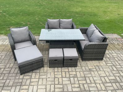 Fimous Polyrattan Gartenmöbel Set mit Esstisch Dunkelgrau