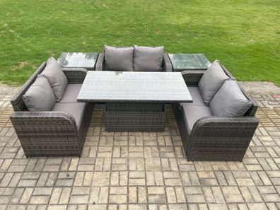 Fimous Polyrattan Gartenmöbel Set mit Beistelltisch 6-Sitzer