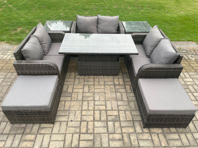 Fimous Polyrattan Gartenmöbel Set mit Beistelltisch 8-Sitzer