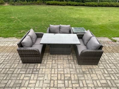 Fimous 6-Sitzer Polyrattan Gartenmöbel Set mit Beistelltisch