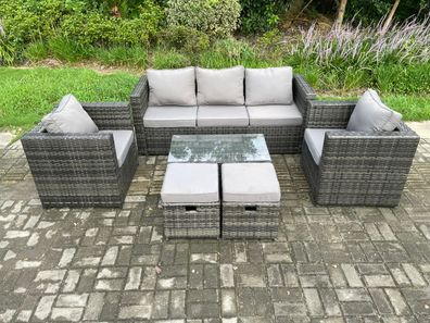 Fimous Gartenmöbel im Freien mit Couchtisch Polyrattan 7-Sitzer