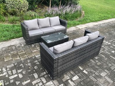 Fimous Gartenmöbel im Freien mit Couchtisch Polyrattan 6-Sitzer