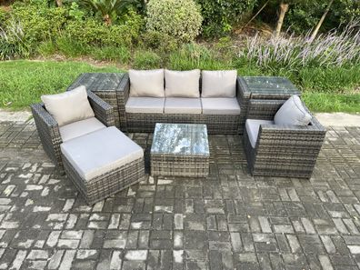 Fimous Polyrattan Gartenmöbelset im Freien mit Couchtisch 6-Sitzer