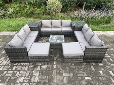 Fimous Polyrattan Gartenmöbelset mit Beistelltisch Dunkelgrau