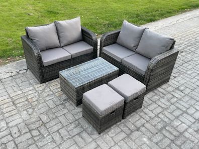 Fimous Rattan Gartenmöbel Set mit Sofa 6-Sitzer Dunkelgrau