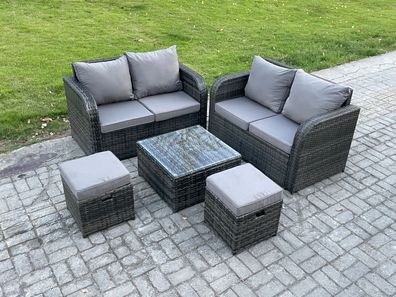 Fimous Möbe Gartenmöbel set fér den Balkon Terrasse Dunkelgrau 6-Sitzer