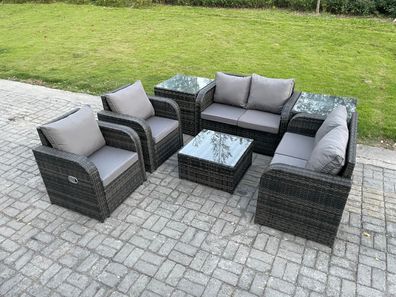 Fimous Möbe Gartenmöbel set 6-Sitzer fér den Balkon Terrasse lounge set Dunkelgrau