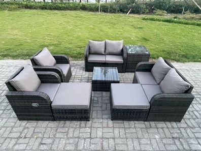 Fimous Möbe Gartenmöbel set fér den Balkon Terrasse lounge set Dunkelgrau