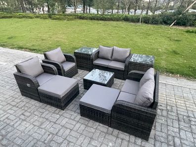 Fimous Möbe Gartenmöbel set fér den Balkon Terrasse lounge set Dunkelgrau 8-Sitzer