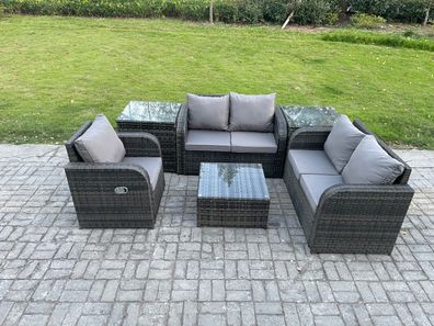 Fimous Möbe 5-Sitzer Gartenmöbel set fér den Balkon Terrasse lounge set Dunkelgrau