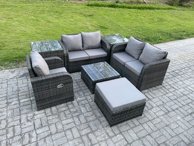 Fimous 6-Sitzer Möbe Gartenmöbel set fér den Balkon Terrasse lounge set Dunkelgrau