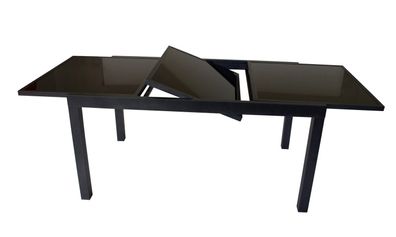 Ausziehtisch rechteckig180-240x100 cm mit Alugestell und Sicherheitsglas