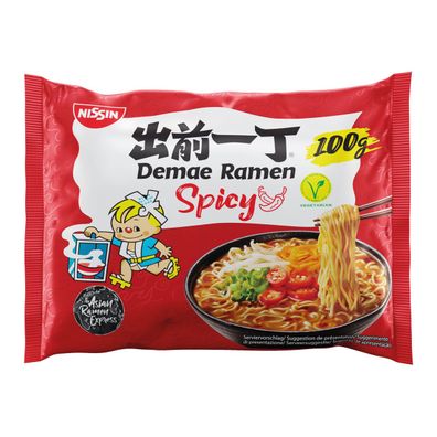 Nissin Demae Ramen Hot and Spicy Asian Instant Nudelsuppe 100g