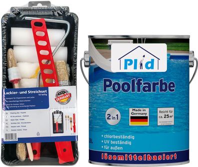 plid® Beton Poolfarbe, Blau Seidenglänzend / Schwimmbeckenfarbe chemiekalienbeständig