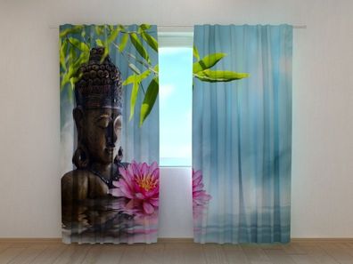 Fotogardine Buddha, Fotovorhang mit Motiv, Digitaldruck, Gardine auf Maß