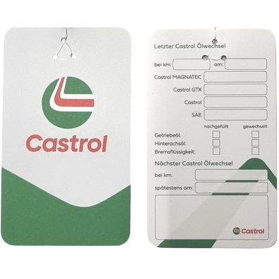 Castrol Ölzettel Ölwechselanhänger Serviceanhänger 50x 100x 250x 500x 1000x 2000x