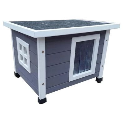 Outdoor Katzenhaus 57x45x43 cm Holz Grau und Weiß