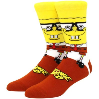 SpongeBob Schwammkopf Rote Cartoon Socken - Nickelodeon Lustige Motiv-Socken