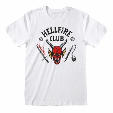 Stranger Things T-Shirt Weiß Unisex Hellfire Club Logo White Grösse M, XXL Neu