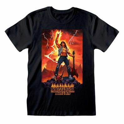 Stranger Things T-Shirt Schwarz Unisex Eddie Rocks Neu