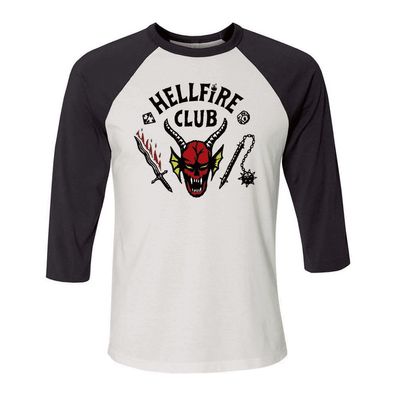 Stranger Things 4 - Hellfire Club (Unisex Raglan) Longsleeve White Grösse XXL