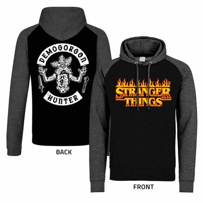 Stranger Things - Flaming Logo (SuperHeroes Inc. Contrast Pullover) Hoodie Black