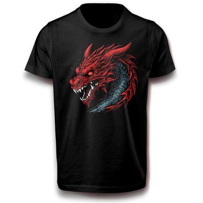 Kraftvoll Wilder Feuer Drache Fabelwesen Reptil Echse Dragon Mythologie T-Shirt