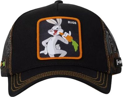 Capslab Bugs Bunny Schwarze Trucker Cap - Looney Tunes Cartoon Kappe mit 3D Patch