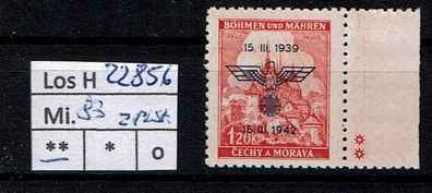 Los H22856: Böhmen & Mähren Mi. 83 * *, 2 PL-Sternchen