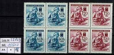 Los H22869: Böhmen & Mähren Mi. 111/12 * * Viererblock