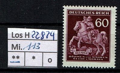 Los H22874: Böhmen & Mähren Mi. 113 * *