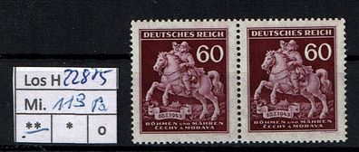 Los H22875: Böhmen & Mähren Mi. 113 * * Paar