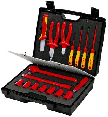 KNIPEX 98 99 11 Kompaktkoffer 17-teilig mit isolierten Werkzeugen für Arbeiten an