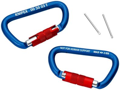 KNIPEX 00 50 03 T BK Materialkarabiner 2 Stück (SB-Karte/ Blister)