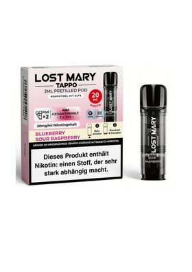 Lost Mary Tappo Blueberry Sour Raspberry 20mg Nikotin 2er Pack Pod E-Zigarette Vape